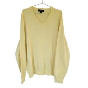 Brooks Brothers Yellow V Neck Sweater Supima Cotton Men Size XXL Long Sleeve